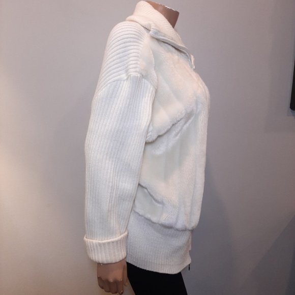 ESSENTIALS BY MILANO Faux Fur Ribbed Knit Jacket Zip Front Stretch 3X - Picture 8 of 15